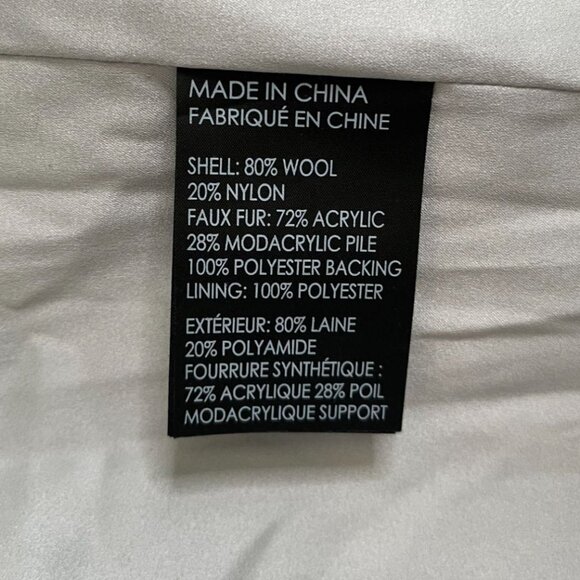 Club Monaco Evangah Wool Coat In Light Charcoal Gray Size XS/TP Faux Fur Collar - Picture 10 of 14